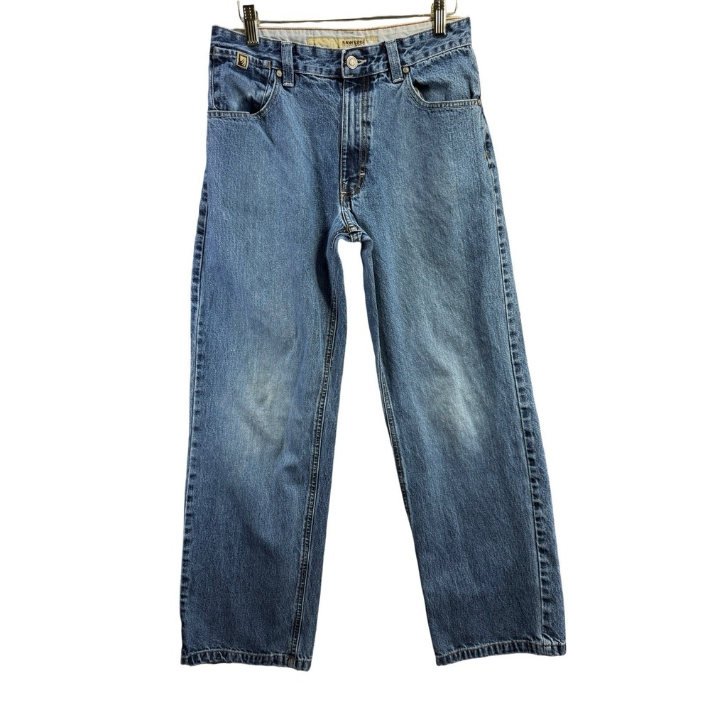 Raw Edge Style Straight Leg Jeans Women's Size 18 Medium Wash Distressed Hem